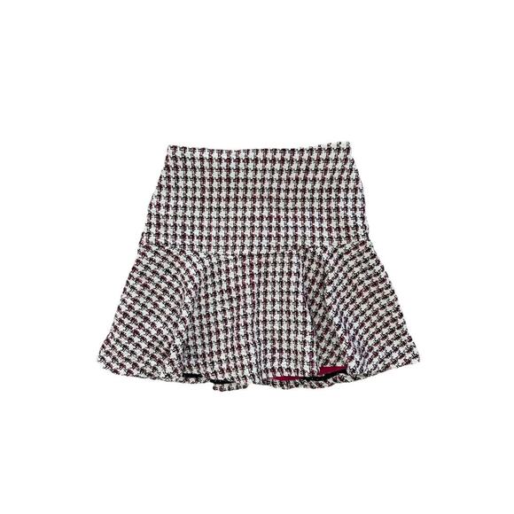 Maeve By Anthropolgie Bobbie Plaid Pink White Flounced Mini Skirt Sz 6/28” Waist - Picture 1 of 7